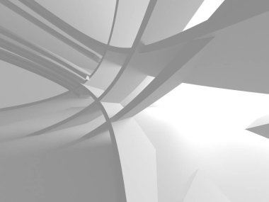 Beyaz Modern Arkaplan. Soyut Bina Konsepti. 3d Hazırlama