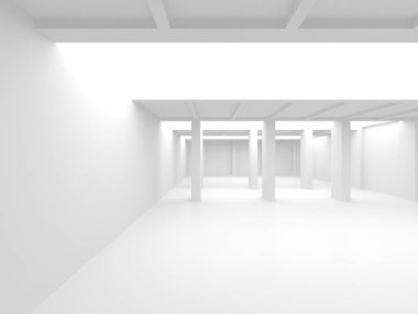 Aydınlatılmış koridor iç tasarımı. Boş Oda İç mimarisi. 3 Boyutlu Hazırlama