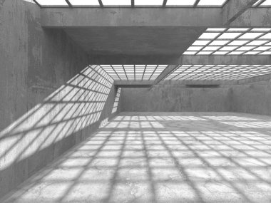 Dark Beton Duvar Mimarisi. Boş Oda. 3d Görüntüleme