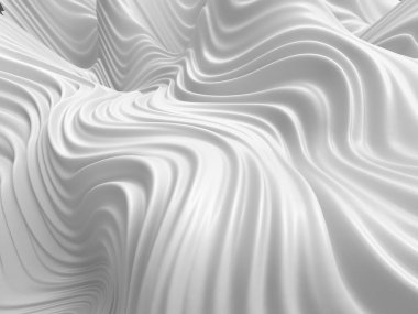 Beyaz soyut sıvı dalgalı arka plan. 3d resimleme
