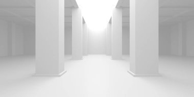 Soyut Beyaz Mimari Tasarım Konsepti. 3d Görüntüleme