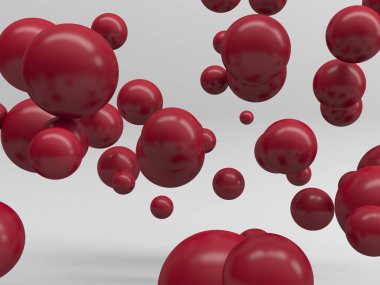 Kırmızı parlak küreler duvar kağıtları. 3d resimleme