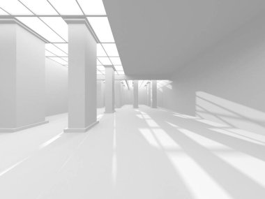 Aydınlatılmış koridor iç tasarımı. Boş Oda İç mimarisi. 3 Boyutlu Hazırlama