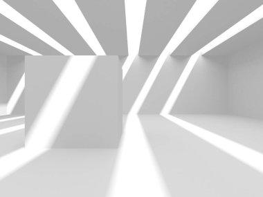 Aydınlatılmış koridor iç tasarımı. Boş Oda İç mimarisi. 3 Boyutlu Hazırlama