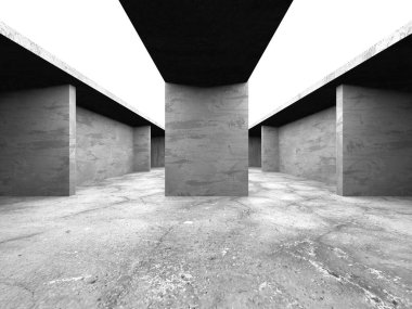 Soyut mimari arka plan. İçi boş beton döşeme. 3d hazırlayıcı