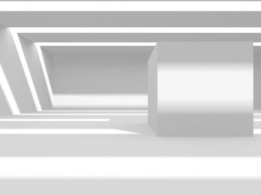 Aydınlatılmış koridor iç tasarımı. Boş Oda İç mimarisi. 3 Boyutlu Hazırlama