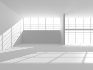 Beyaz Modern Arkaplan. Soyut Bina Konsepti. 3d Hazırlama