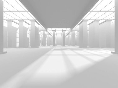 Beyaz Modern Arkaplan. Soyut Bina Konsepti. 3d Hazırlama