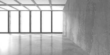 Dark Beton Duvar Mimarisi. Boş Oda. 3d Görüntüleme