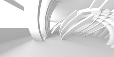 Soyut Beyaz Mimari Tasarım Konsepti. 3d Görüntüleme