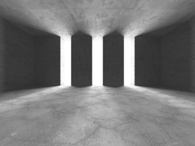 Dark Beton Duvar Mimarisi. Boş Oda. 3d Görüntüleme