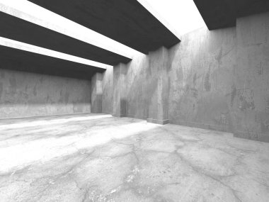 Dark Beton Duvar Mimarisi. Boş Oda. 3d Görüntüleme