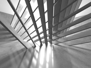 Dark Beton Duvar Mimarisi. Boş Oda. 3d Görüntüleme