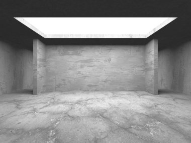 Dark Beton Duvar Mimarisi. Boş Oda. 3d Görüntüleme