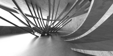 Dark Beton Duvar Mimarisi. Boş Oda. 3d Görüntüleme