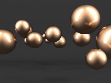 Altın renkli toplar arka planda. 3d hazırlayıcı