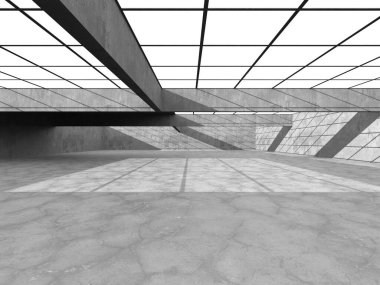 Soyut mimari arka plan. İçi boş beton döşeme. 3d hazırlayıcı