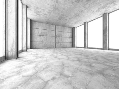 Soyut mimari arka plan. İçi boş beton döşeme. 3d hazırlayıcı