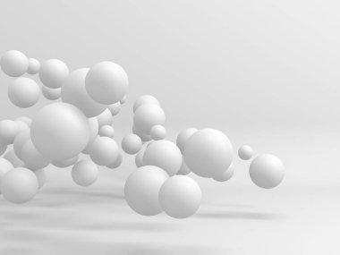 Soyut beyaz pek çok küre tasarım arka planı. 3d hazırlayıcı