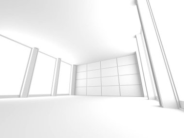 Beyaz Modern Arkaplan. Soyut Bina Konsepti. 3d Hazırlama