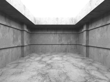 Dark Beton Duvar Mimarisi. Boş Oda. 3d Görüntüleme