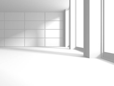 Soyut Beyaz Mimari Tasarım Konsepti. 3d Görüntüleme