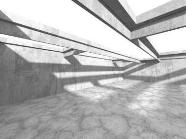 Dark Beton Duvar Mimarisi. Boş Oda. 3d Görüntüleme