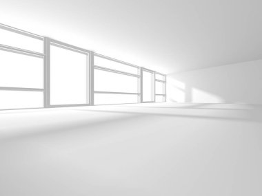 Soyut Beyaz Mimari Tasarım Konsepti. 3d Görüntüleme