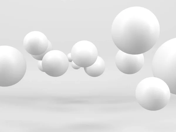 抽象的な白い多くの球のデザインの背景 3Dレンダリング — ストック写真