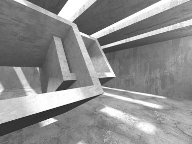 Soyut mimari iç plan. Boş beton oda. 3d hazırlayıcı