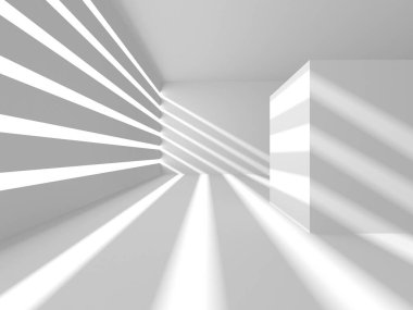 Beyaz Modern Arkaplan. Soyut Bina Konsepti. 3d Hazırlama