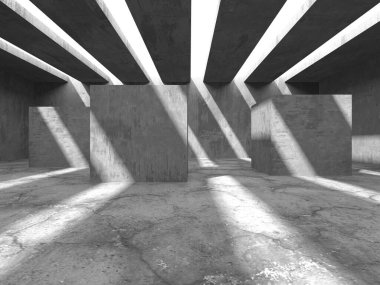 Soyut mimari arka plan. İçi boş beton döşeme. 3d hazırlayıcı