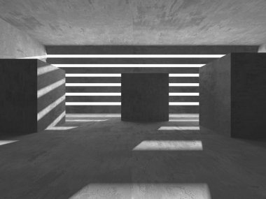 Dark Beton Duvar Mimarisi. Boş Oda. 3d Görüntüleme