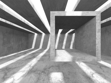 Dark Beton Duvar Mimarisi. Boş Oda. 3d Görüntüleme