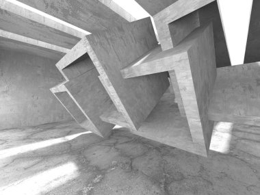 Dark Beton Duvar Mimarisi. Boş Oda. 3d Görüntüleme