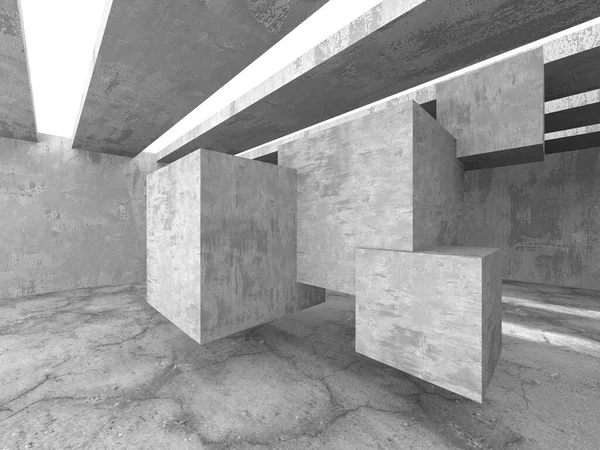 Arquitetura Abstrata Fundo Interior Concreto Áspero Vazio Renderização — Fotografia de Stock