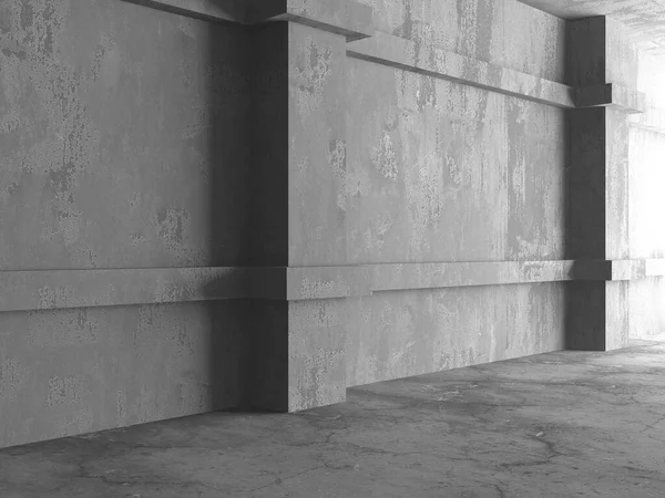 Dark Beton Duvar Mimarisi. Boş Oda. 3d Görüntüleme