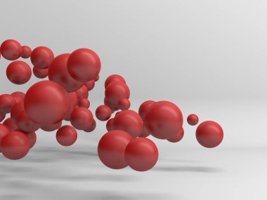 Kırmızı parlak küreler duvar kağıtları. 3d resimleme