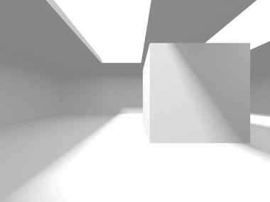 Beyaz Modern Arkaplan. Soyut Bina Konsepti. 3d Hazırlama