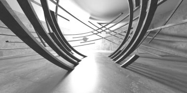 Dark Beton Duvar Mimarisi. Boş Oda. 3d Görüntüleme