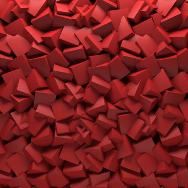 Kırmızı kaotik küp yapısı. Soyut tasarım arka planı. 3d hazırlayıcı