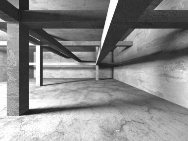 Soyut mimari iç plan. Boş beton oda. 3d hazırlayıcı