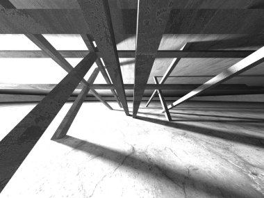 Soyut mimari iç plan. Boş beton oda. 3d hazırlayıcı