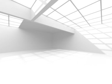 Aydınlatılmış koridor iç tasarımı. Boş Oda İç mimarisi. 3 Boyutlu Hazırlama