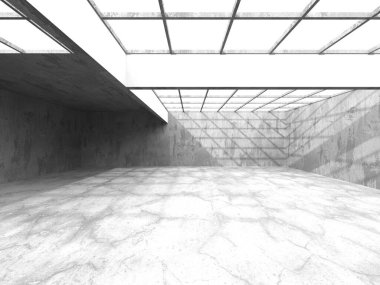 Soyut mimari arka plan. İçi boş beton döşeme. 3d hazırlayıcı