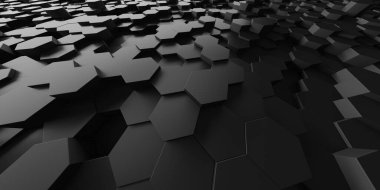 Krom Metalik Altıgen Parlak Fütürist Arkaplan. 3d Hazırlama