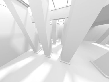 Soyut Beyaz Mimari Tasarım Konsepti. 3d Görüntüleme