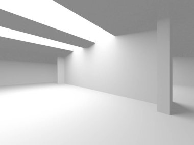 Soyut Beyaz Mimari Tasarım Konsepti. 3d Görüntüleme