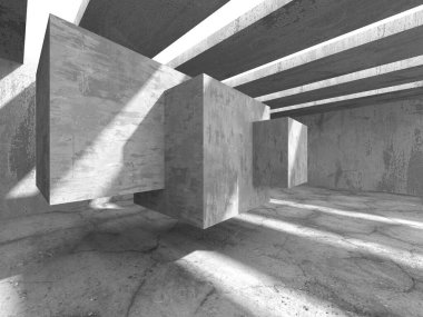 Soyut mimari arka plan. İçi boş beton döşeme. 3d hazırlayıcı