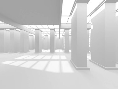 Soyut Beyaz Mimari Tasarım Konsepti. 3d Görüntüleme